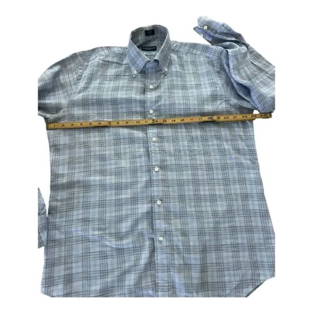 Peter Millar Shirt Mens Medium Summer Chambray Blue Striped Button Up - Picture 5 of 9